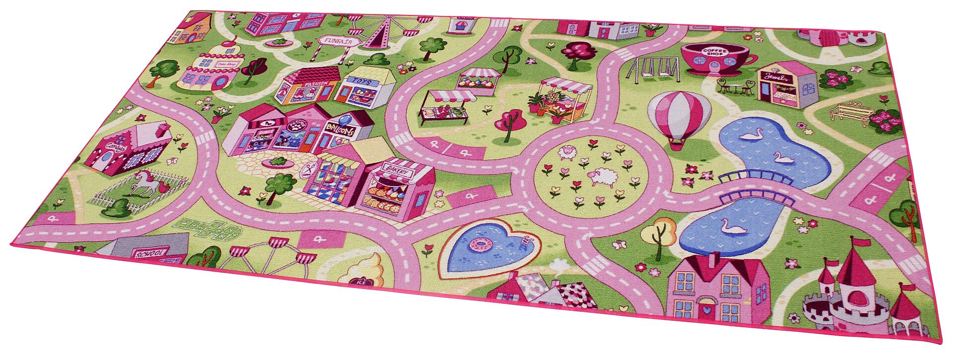 Kinderteppich Sweet Town pink B/L: ca. 95x200 cm