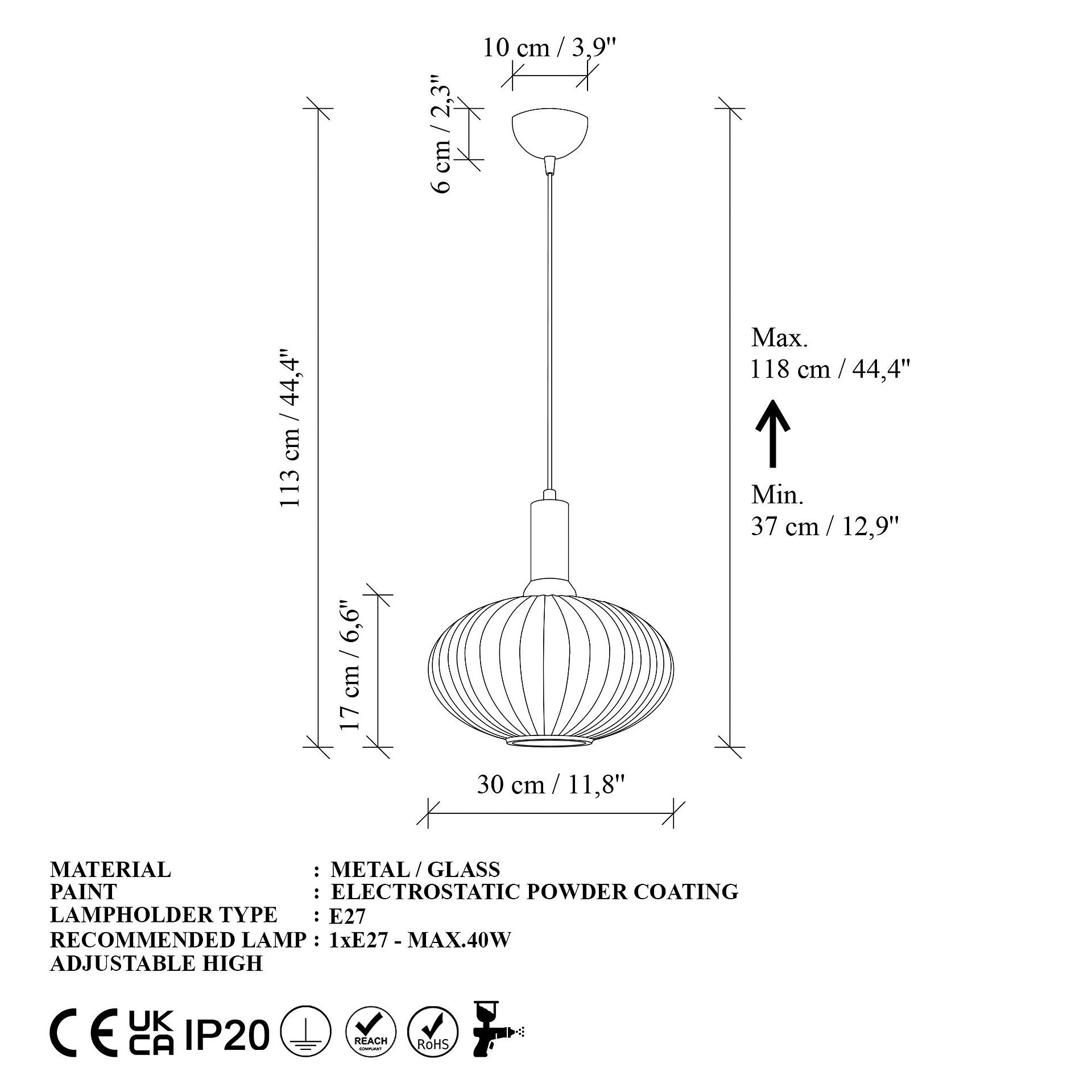 Opviq Pendelleuchte Asker-15181 gold Metall Glas B/H/T/L/D: ca. 30x118x30x30x30 cm E27 1 Brennstellen