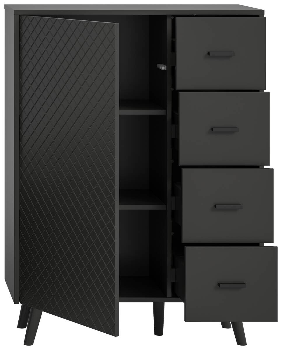 Kommode LINEA grau schwarz B/H/T: ca. 84x114x37 cm