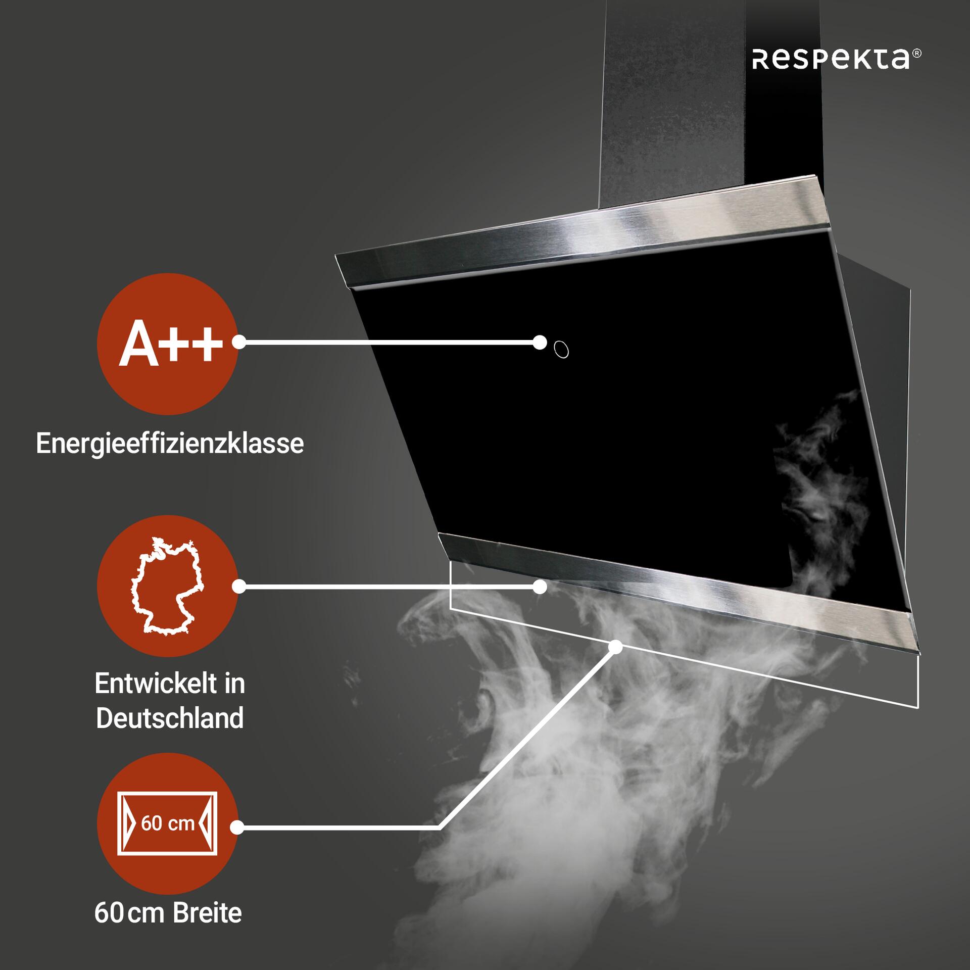 Respekta Dunstabzugshaube CH89060S schwarz B/H/T: ca. 59,5x73,5x37,8 cm