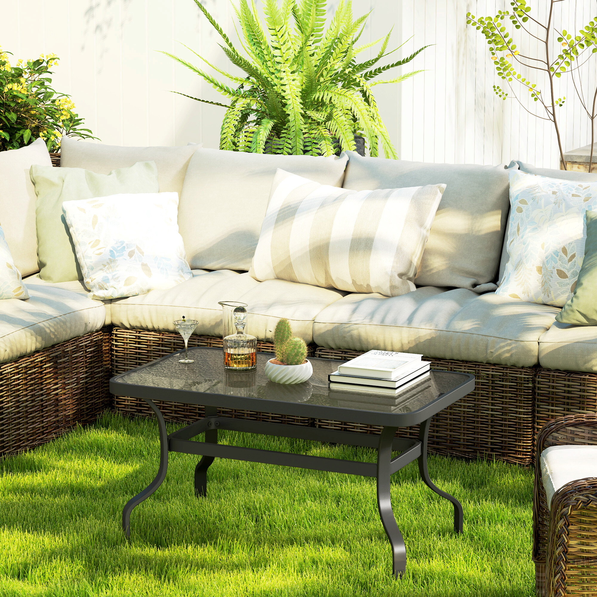 Outsunny Couchtisch schwarz Metall B/H/L: ca. 55x46x95 cm