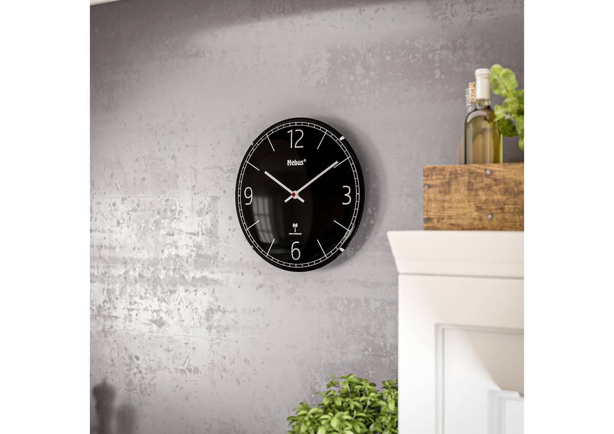 Mebus Wanduhr schwarz D: ca. 30 cm