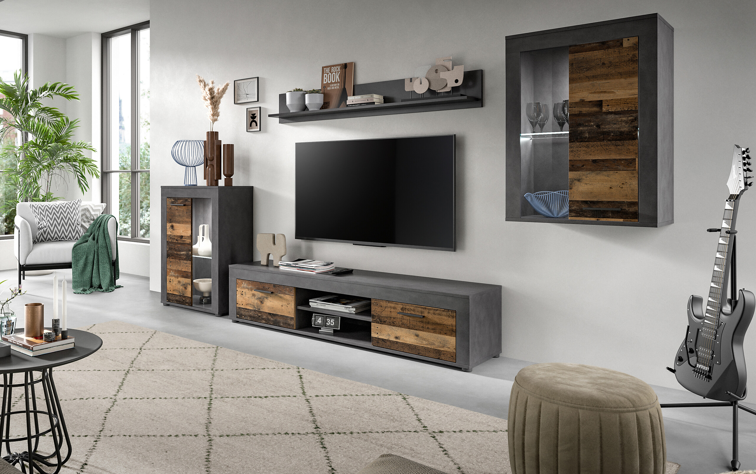 Wohnwand Jam Matera Nachbildung Old Wood Nachbildung B/H/T: ca. 169x310x35 cm