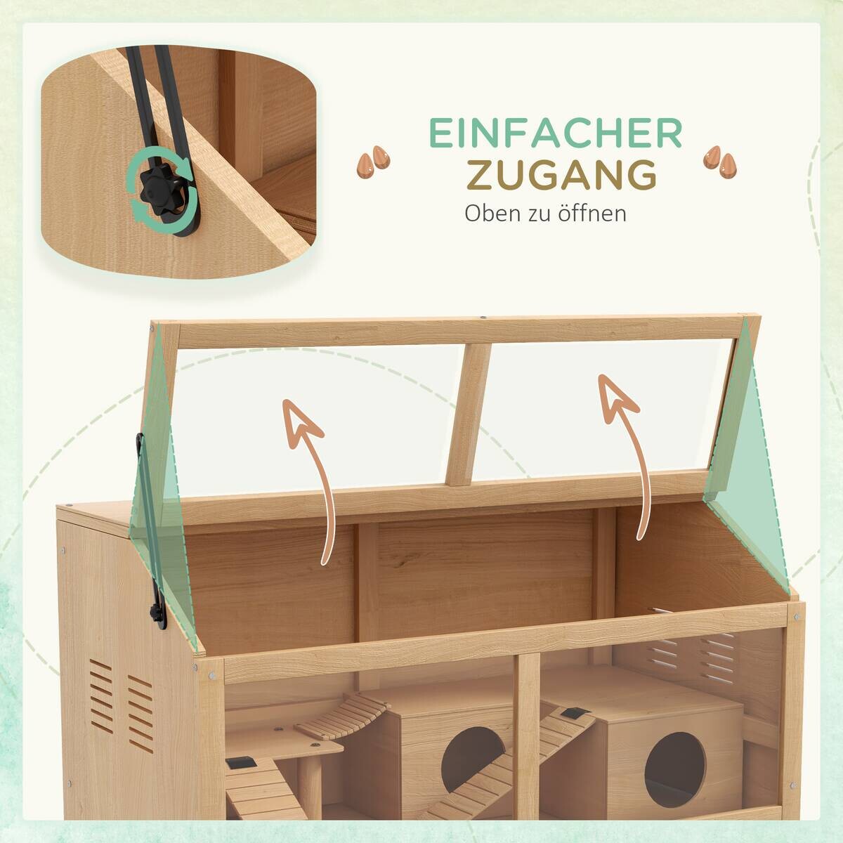 PawHut Kleintierkäfig natur Acryl B/H/L: ca. 45x44x85 cm