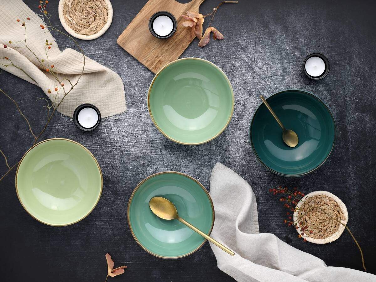 CreaTable Schüssel-Set Nature Collection Green Life grün Steinzeug