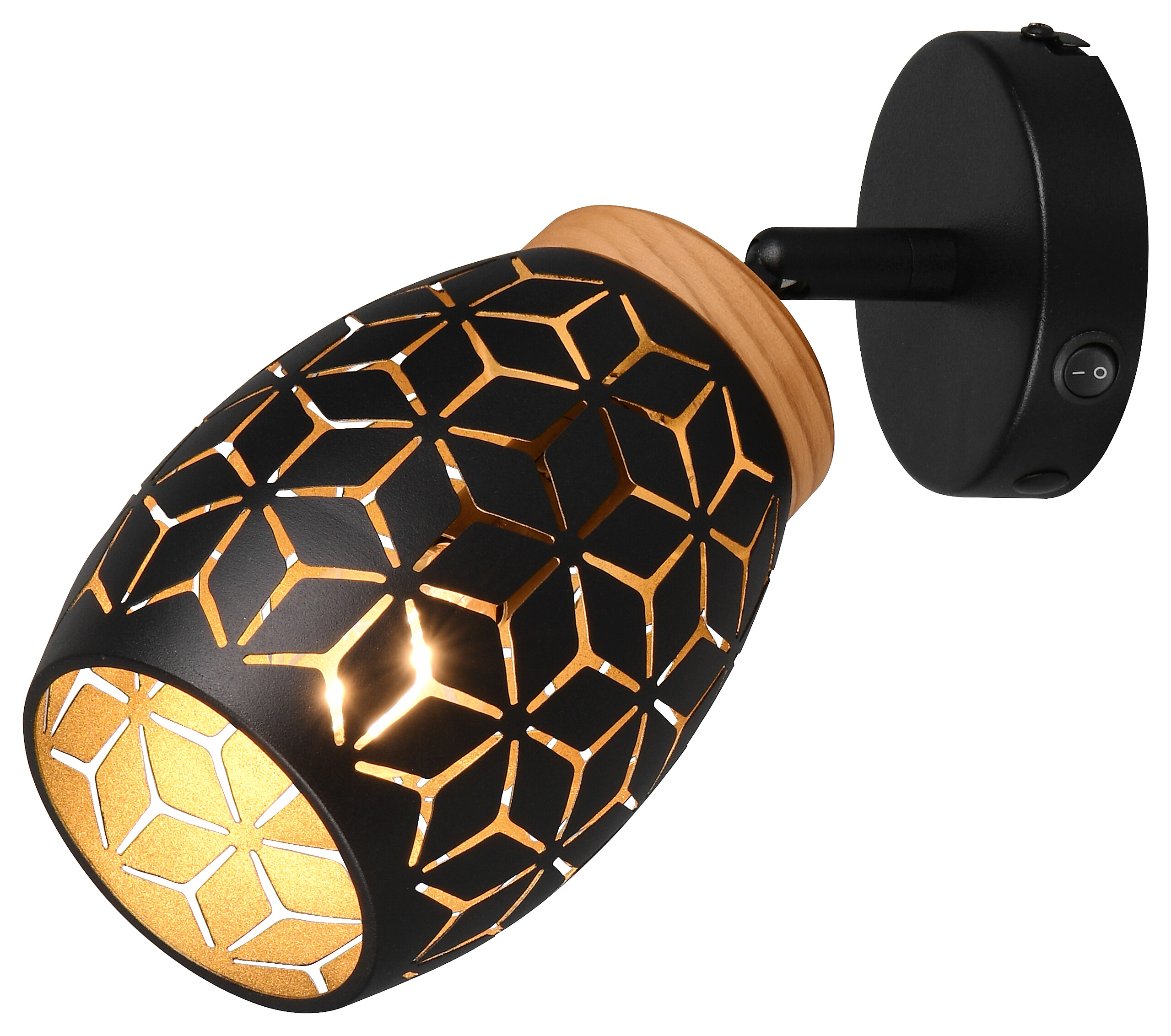 Reality Leuchten Spots Bidar schwarz gold Metall B/H: ca. 12x27 cm E14 1 Brennstellen