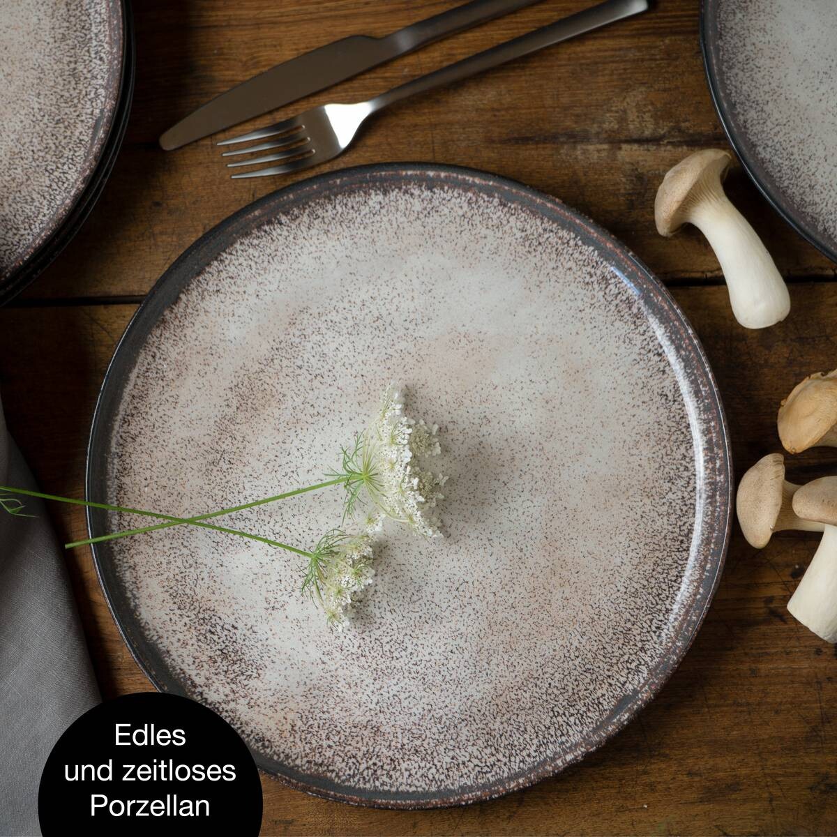 Moritz & Moritz Essteller flach beige Porzellan D: ca. 27 cm