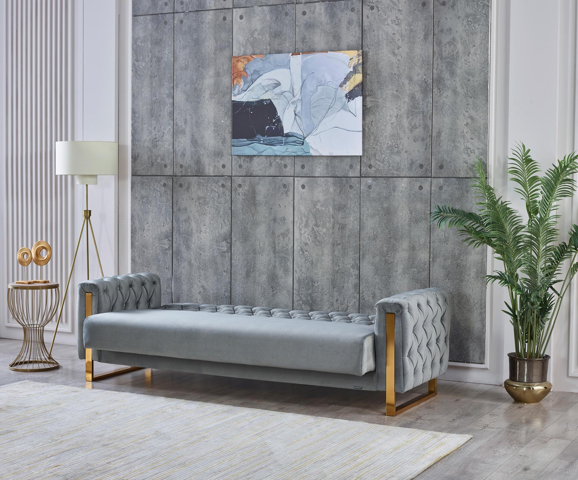 Schlafsofa Crystal braun grau B/H/T: ca. 235x86x87 cm