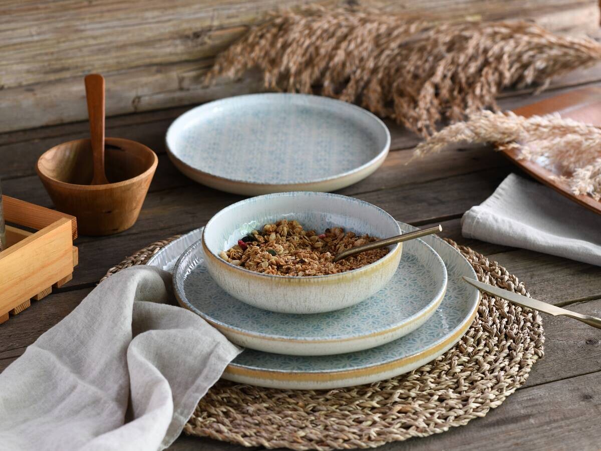 CreaTable Tafelservice Uno Emiliana blau Steinzeug 12 tlg.