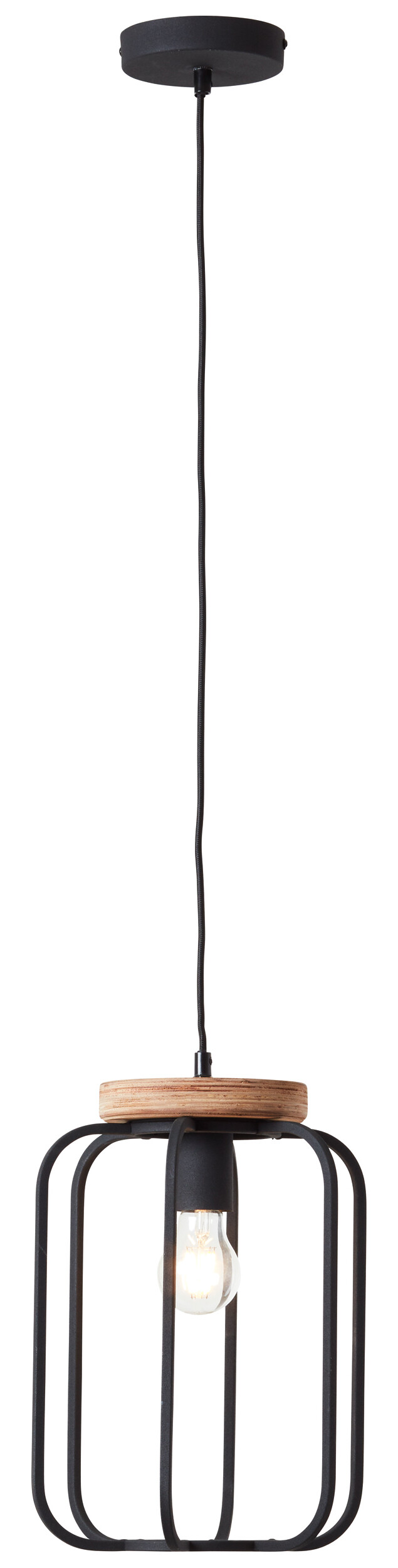Brilliant Pendelleuchte Tosh 99501/66 natur schwarz Holz Metall B/H/T: ca. 25x130x25 cm E27 1 Brennstellen