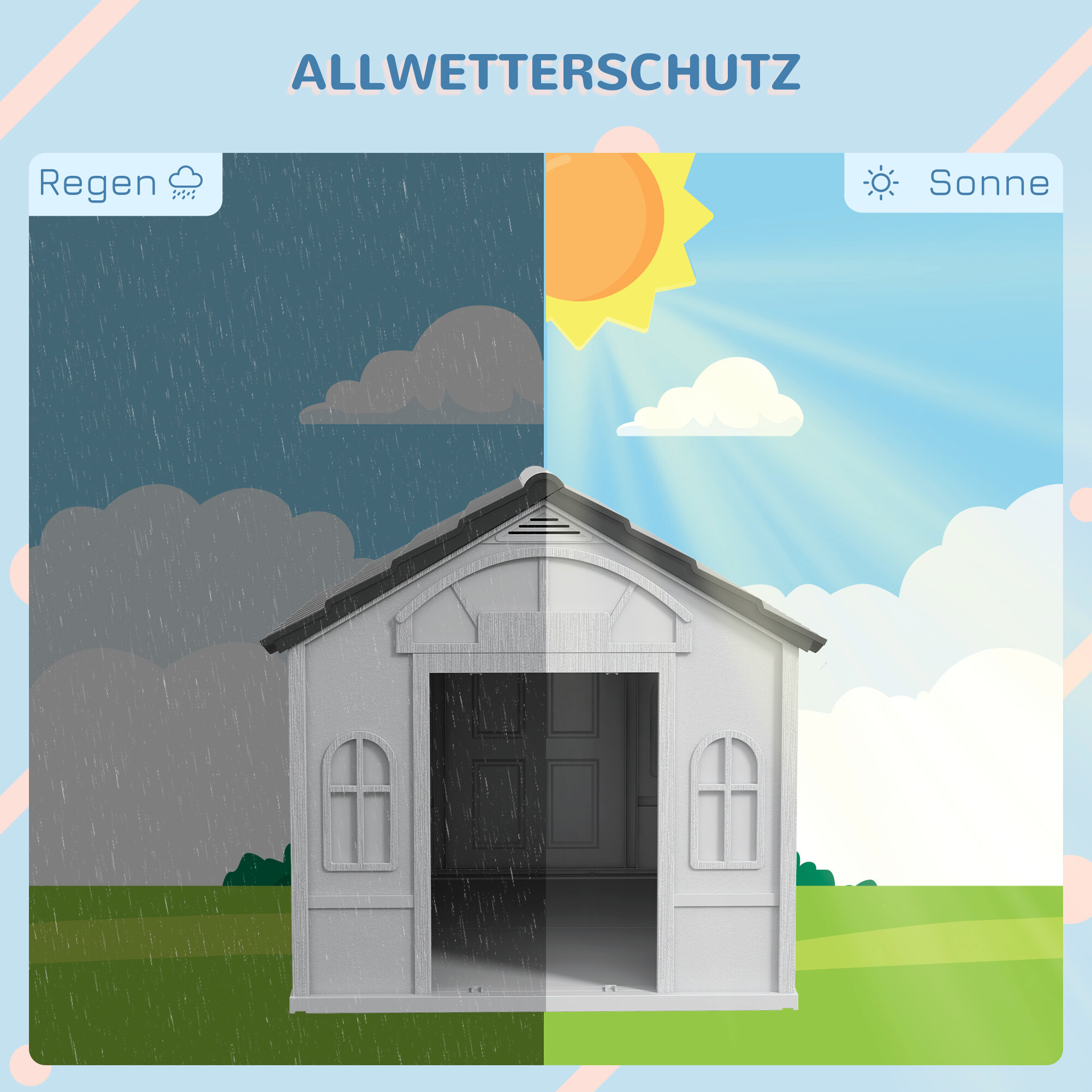 PawHut Hundehütte grau Kunststoff B/H/L: ca. 75,7x63x65 cm