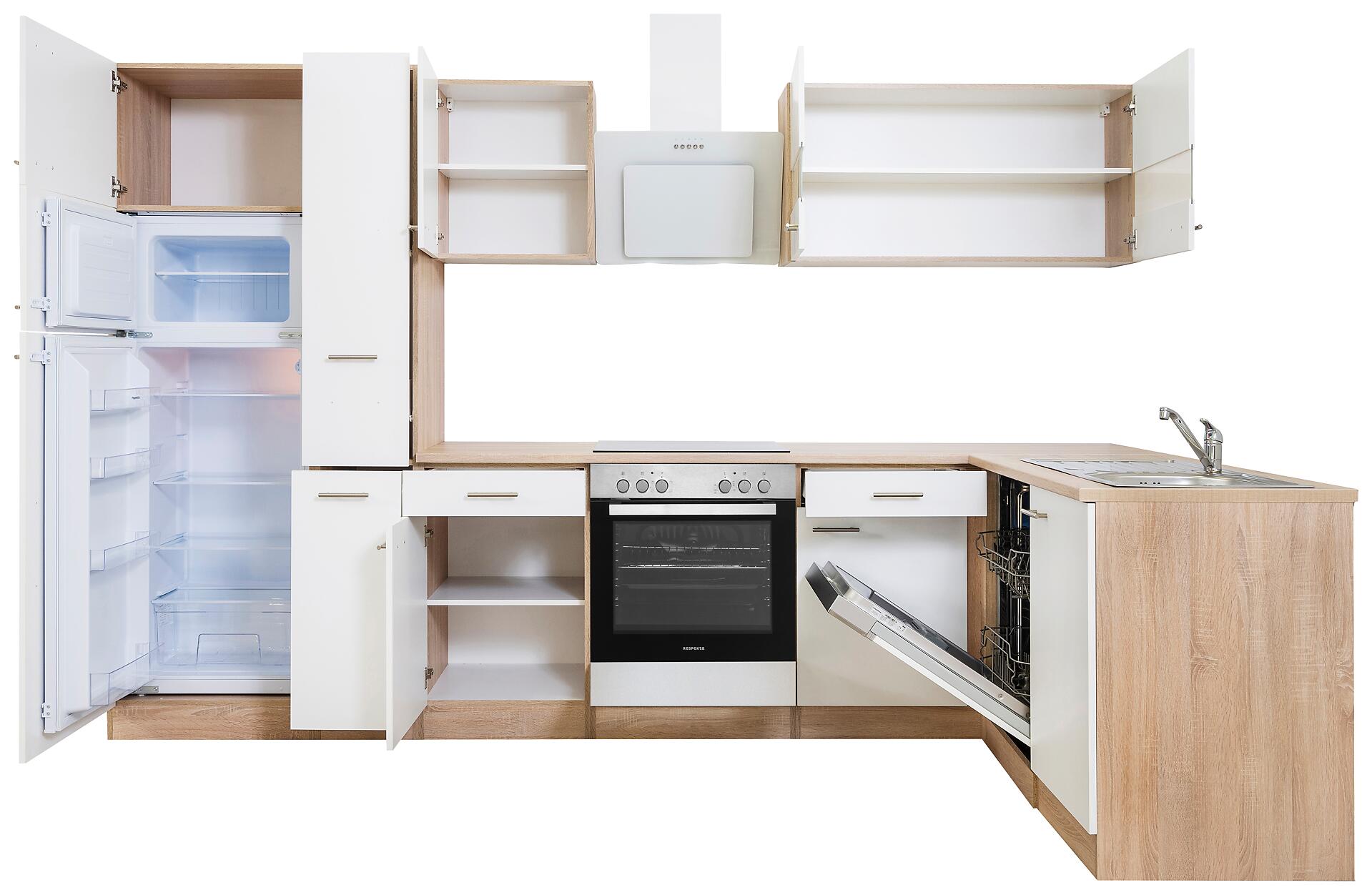 Respekta Winkelküche Economy weiß matt B/H/T: ca. 310x200x172 cm