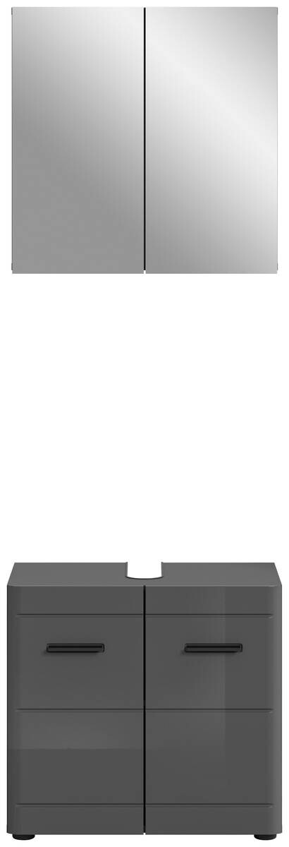 Badezimmer-Set SOFT grau grau Hochglanz B/H/T: ca. 60x190x34 cm