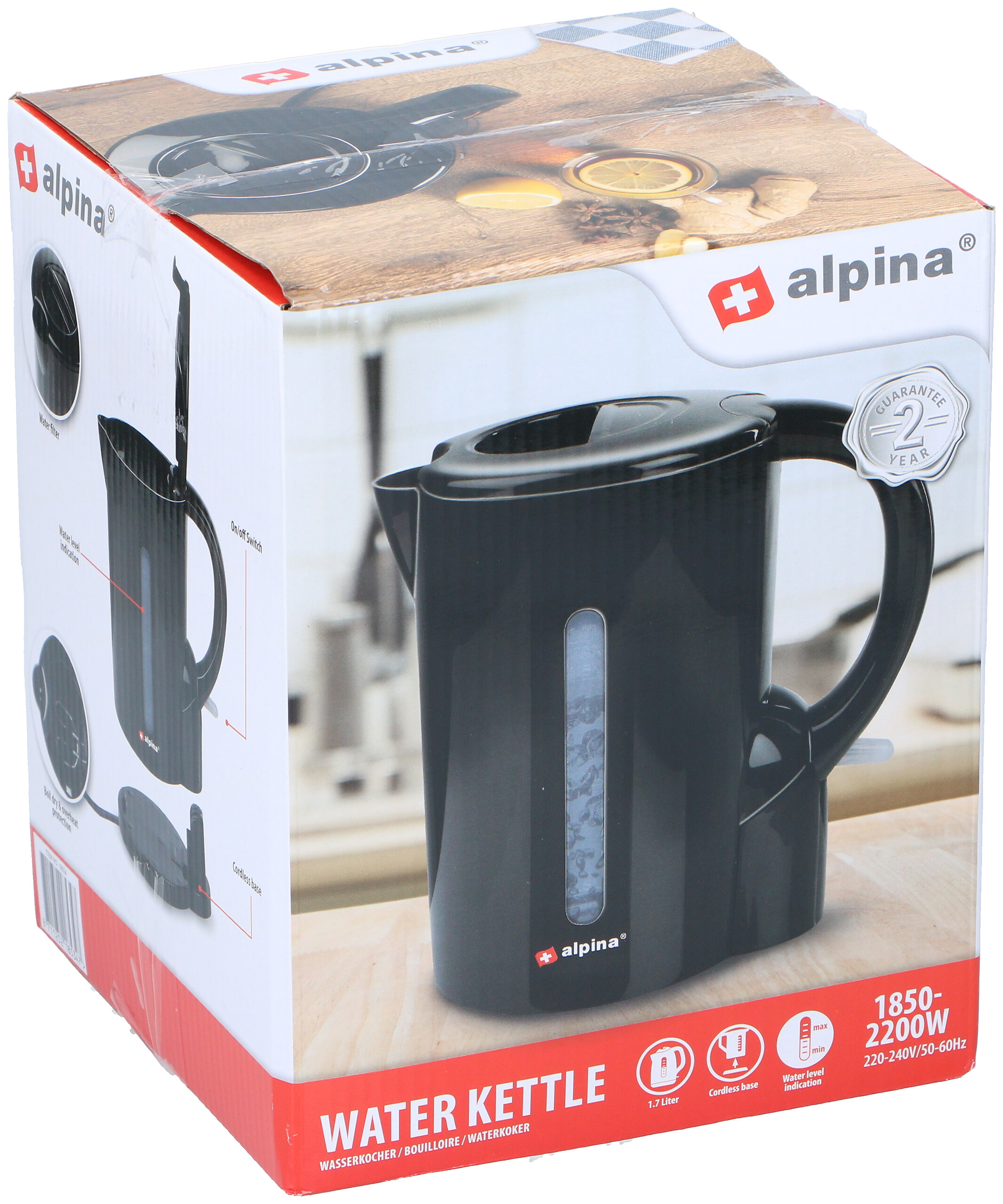 Wasserkocher schwarz Kunststoff B/H/L: ca. 17,1x20,8x17,1 cm ca. 1,7 l