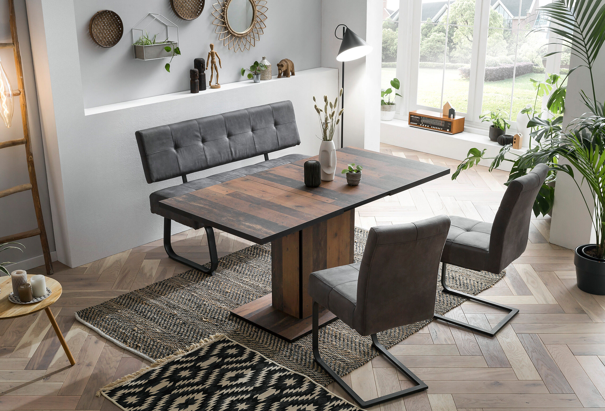 Essgruppe Luise I anthrazit Microfaser B/H/T: ca. 160x76x80 cm