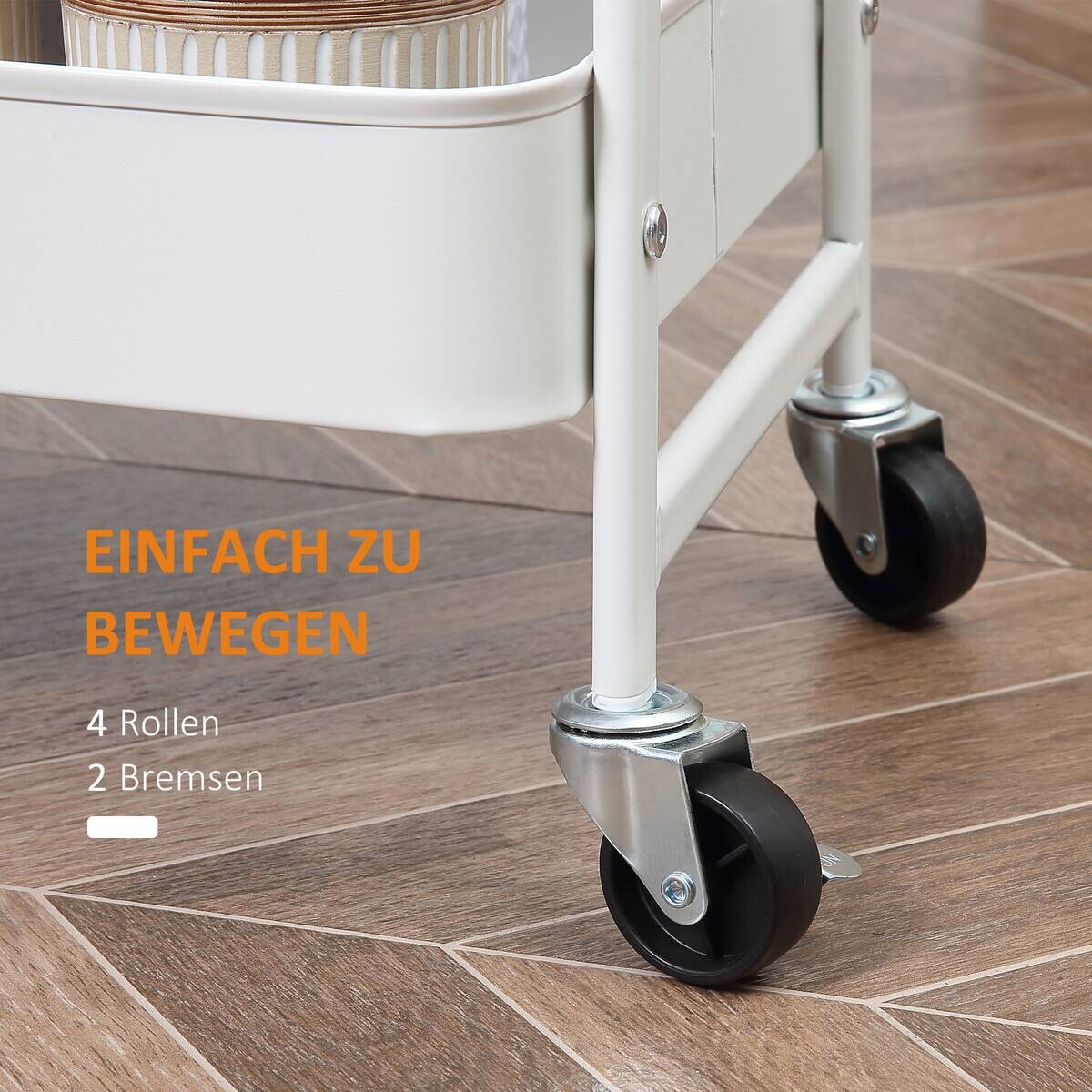 HOMCOM Küchenwagen weiß Edelstahl B/H/L: ca. 31x45x79,4 cm