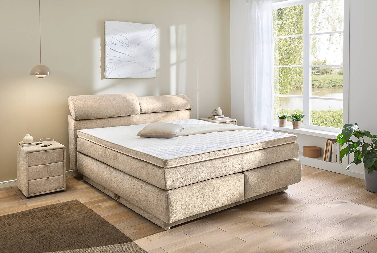 Boxspringbett  beige Liegefläche B/L: ca. 180x200 cm