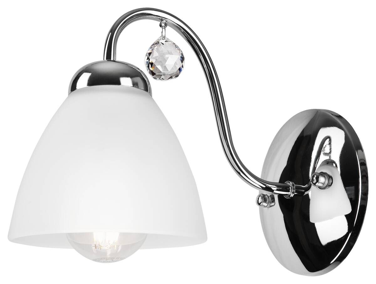 Lamkur Wandleuchte Miranda Chrom Metall Glas H/L: ca. 20x14 cm E27 1 Brennstellen