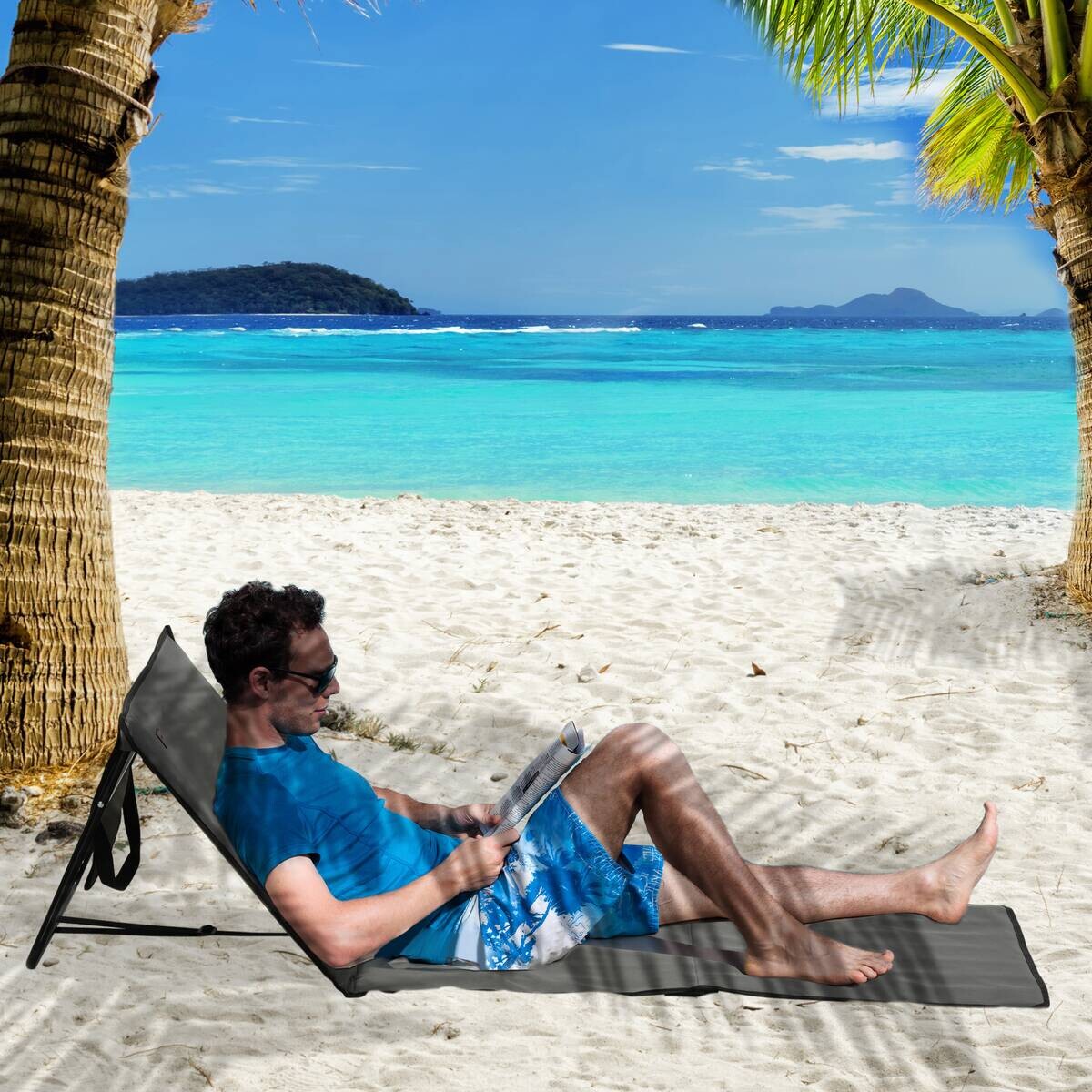 Outsunny Sonnenliege grau Polypropylen B/H/L: ca. 51x142x40 cm