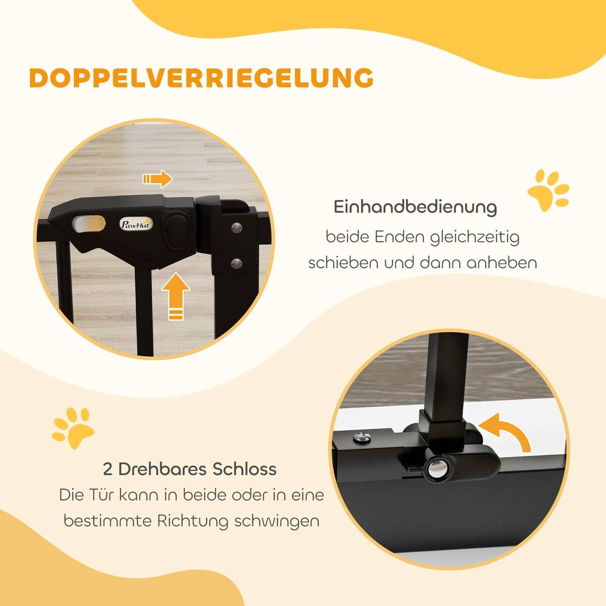 PawHut Türschutzgitter schwarz Kunststoff B/H/L: ca. 2x77x80 cm