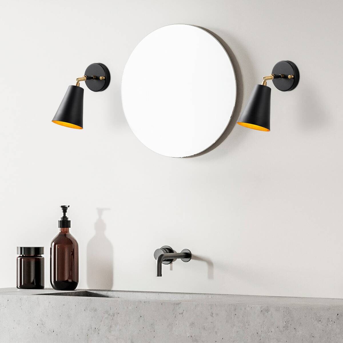 Opviq Wandleuchte Evander gold schwarz Metall Glas B/H/T/L/D: ca. 26x21x26x10x10 cm E27 1 Brennstellen