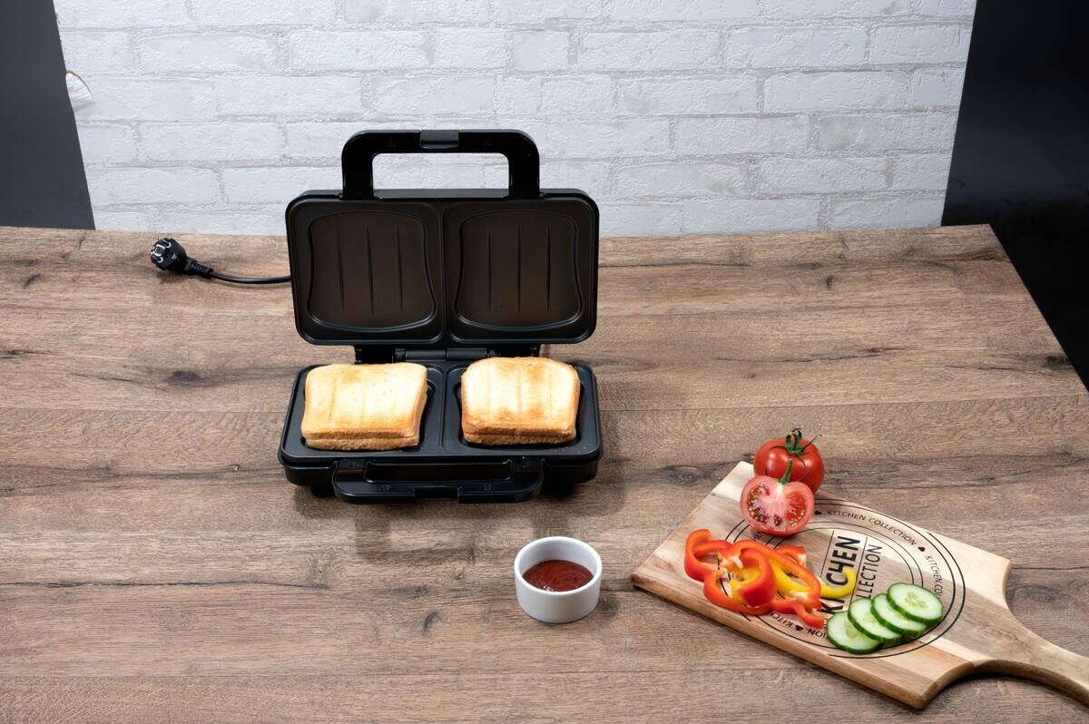 Sandwichtoaster silber schwarz B/H/L: ca. 12x26,5x31,5 cm