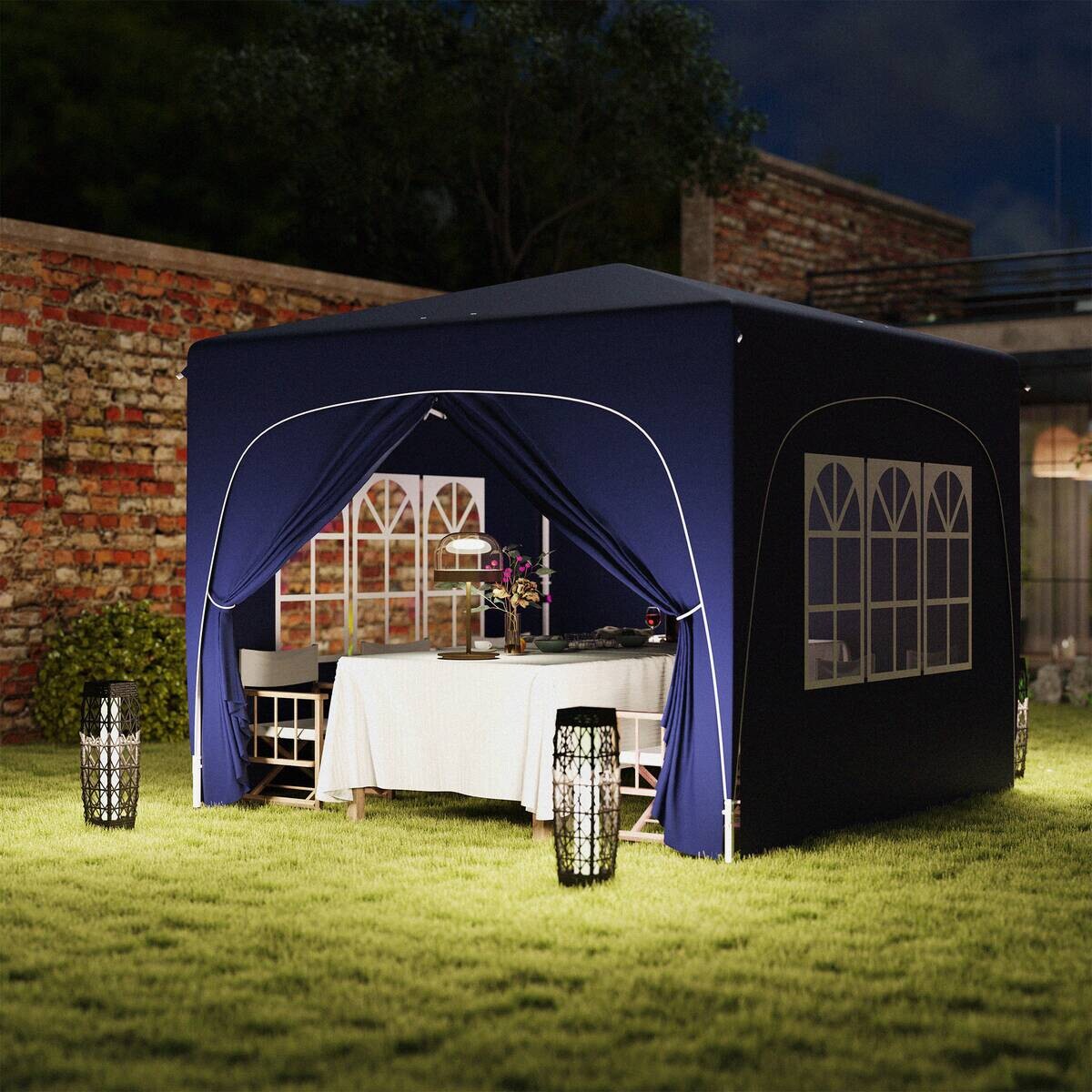 Outsunny Pavillon blau Polyester B/H/L: ca. 300x273x300 cm