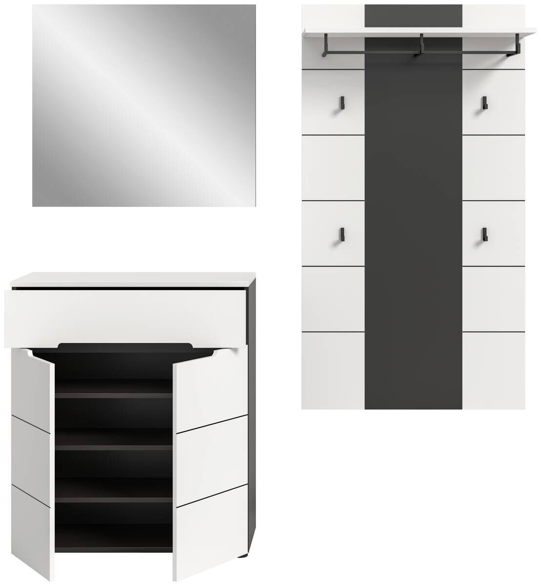 Garderobe Canu basaltgrau Nachbildung weiß B/H/T: ca. 175x190x37 cm