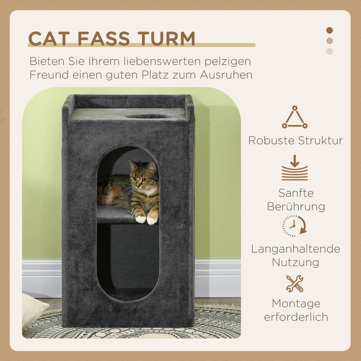 PawHut Tier-Zubehör grau Spanplatte B/H/L: ca. 45x45x81 cm