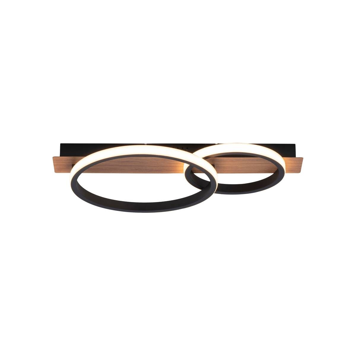 Just Light LED-Deckenleuchte TROOPER 15615-78 schwarz weiß natur Kunststoff Metall B/H/T: ca. 30x8x53 cm 1 Brennstellen