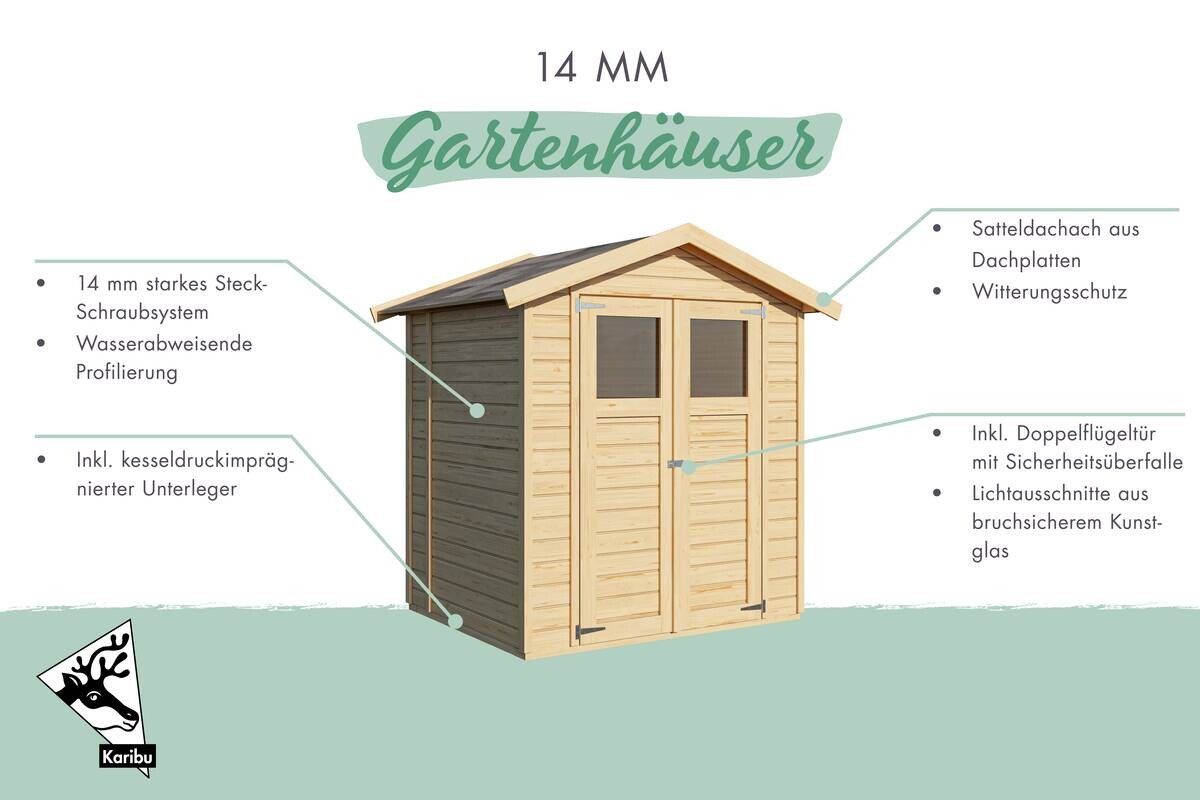 Karibu Gartenhaus Tito 3 natur B/H/T: ca. 180x222x184 cm