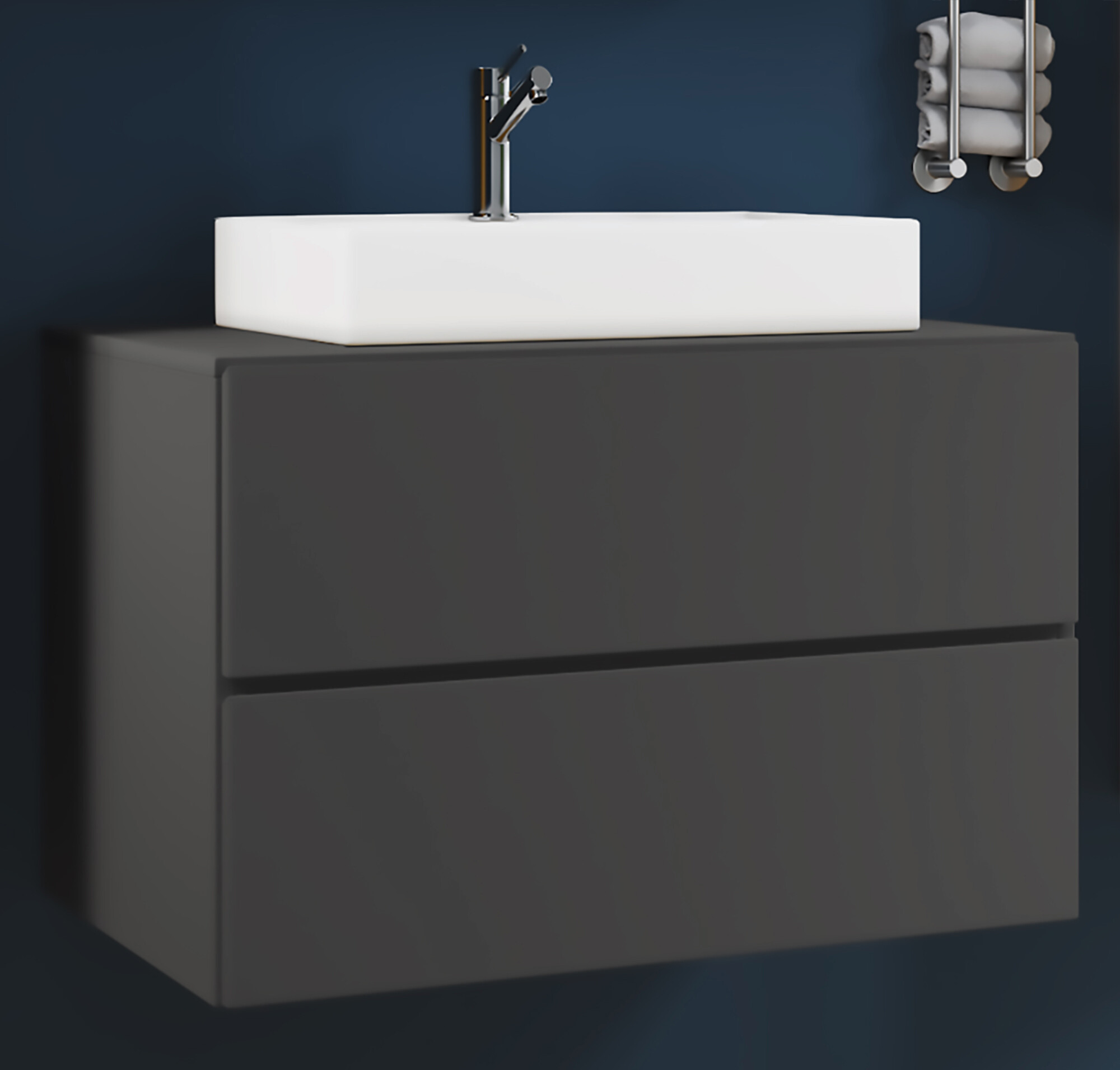 Badblock 2tlg-Lendas anthrazit weiß B/H/T: ca. 61x69x51,4 cm