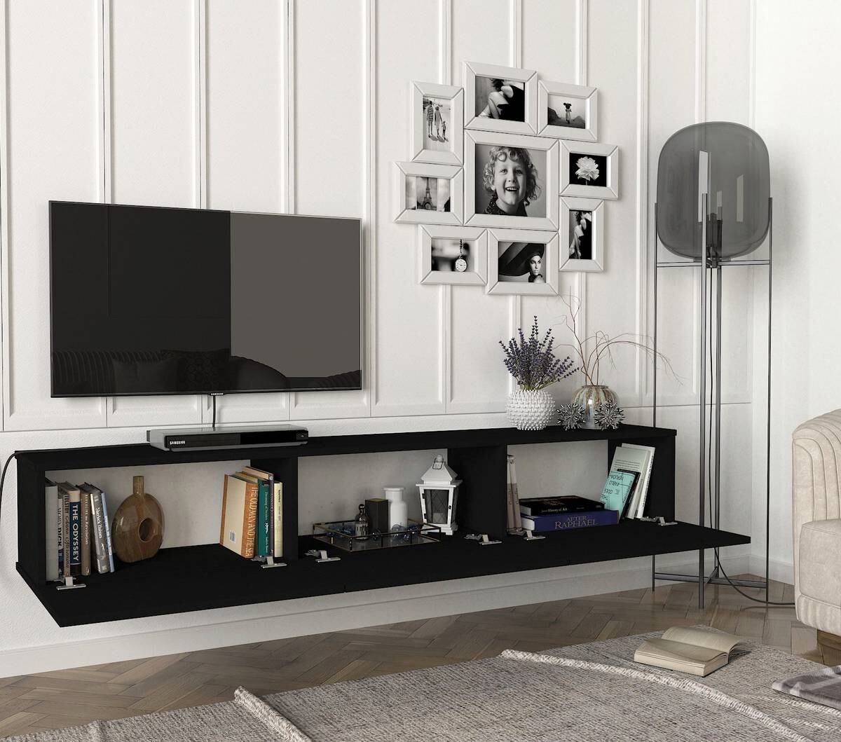 TV-Lowboard Damla schwarz B/H/T: ca. 180x29,5x29,5 cm