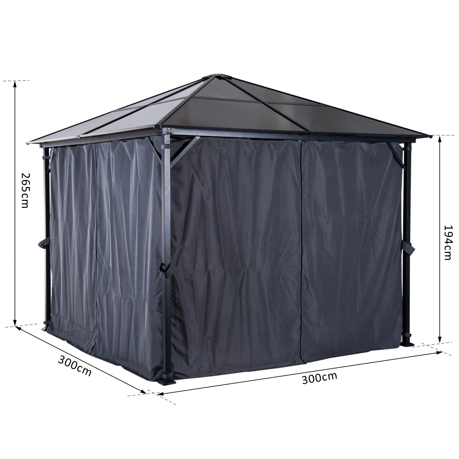 Outsunny Gartenpavillon braun Alu B/H/L: ca. 300x265x300 cm