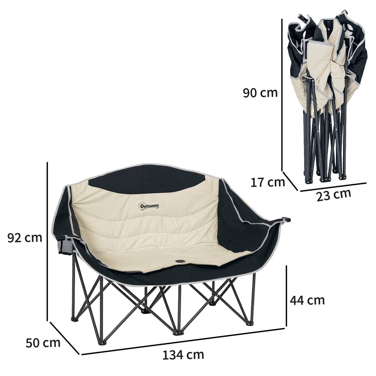 Outsunny Campingstuhl khaki Metall B/H/L: ca. 50x92x134 cm