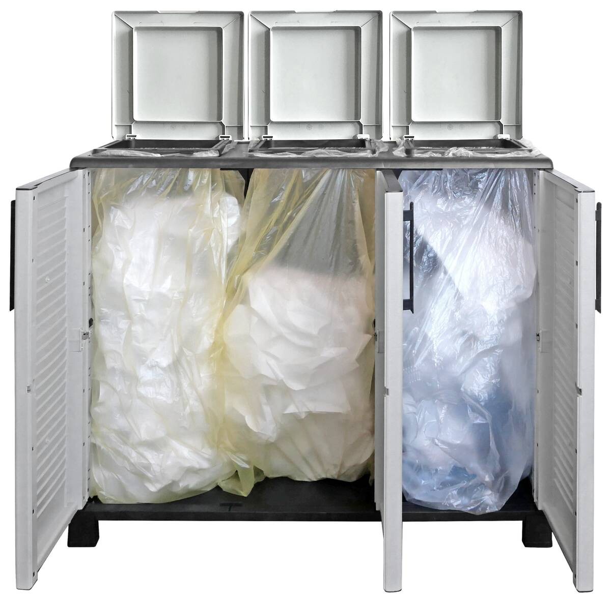 ArtPlast Mülltrennungsschrank Family hellgrau Kunststoff B/H/T: ca. 102x90x37 cm