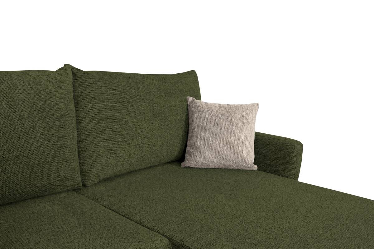 Ecksofa mit Bettfunktion und Bettkasten grün Webstoff B/H/T: ca. 218x90x168 cm