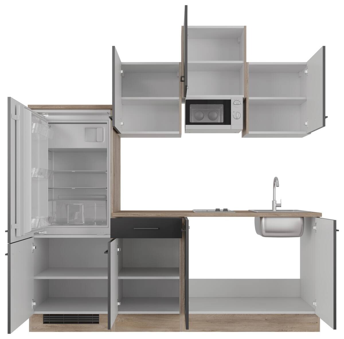 Küchenblock Capri schwarz matt B/H/T: ca. 210x226x60 cm