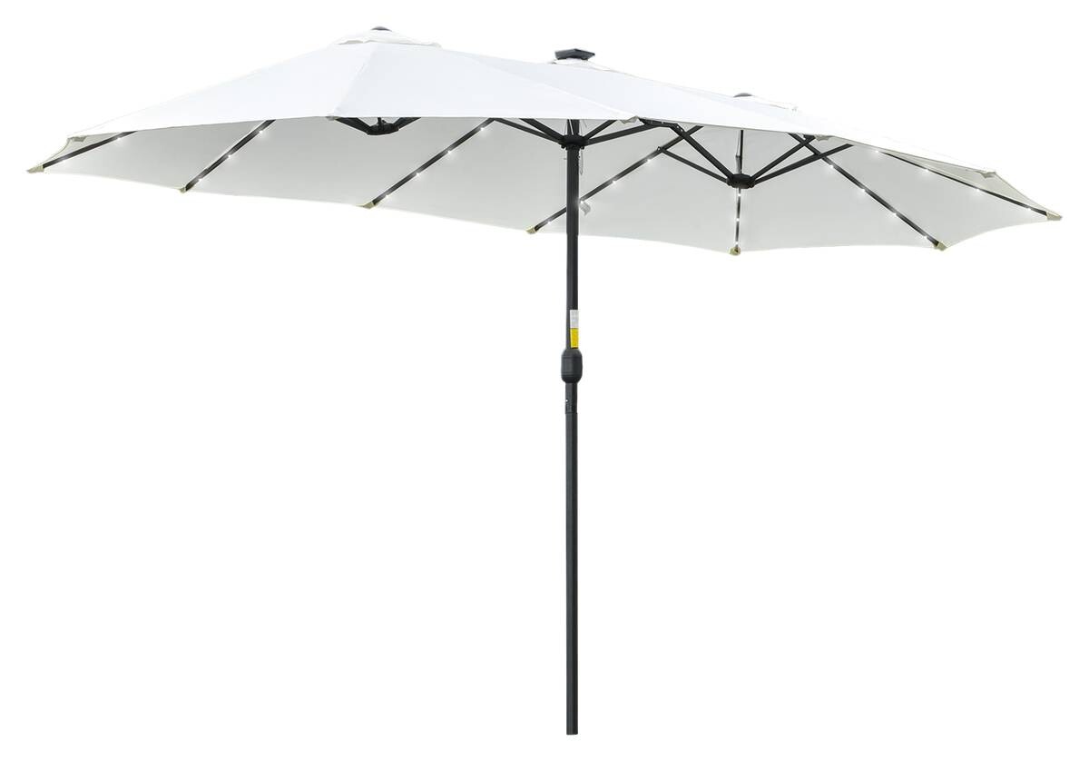 Outsunny Sonnenschirm mit Solar-LED-Leuchte bunt Polyester B/H/L: ca. 265x240x450 cm