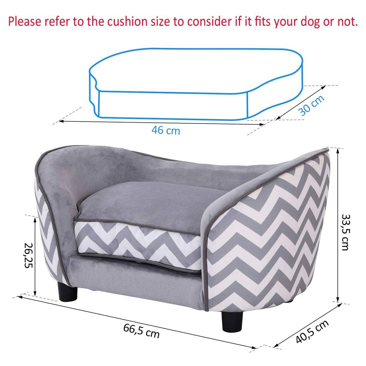 PawHut Hundebett grau Holz B/H/L: ca. 41x33,5x67 cm