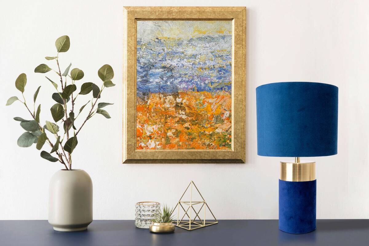 Näve Leuchten Tischleuchte 3189512 blau Metall Kunststoff Textil B/H/T: ca. 18x32x18 cm E14 1 Brennstellen