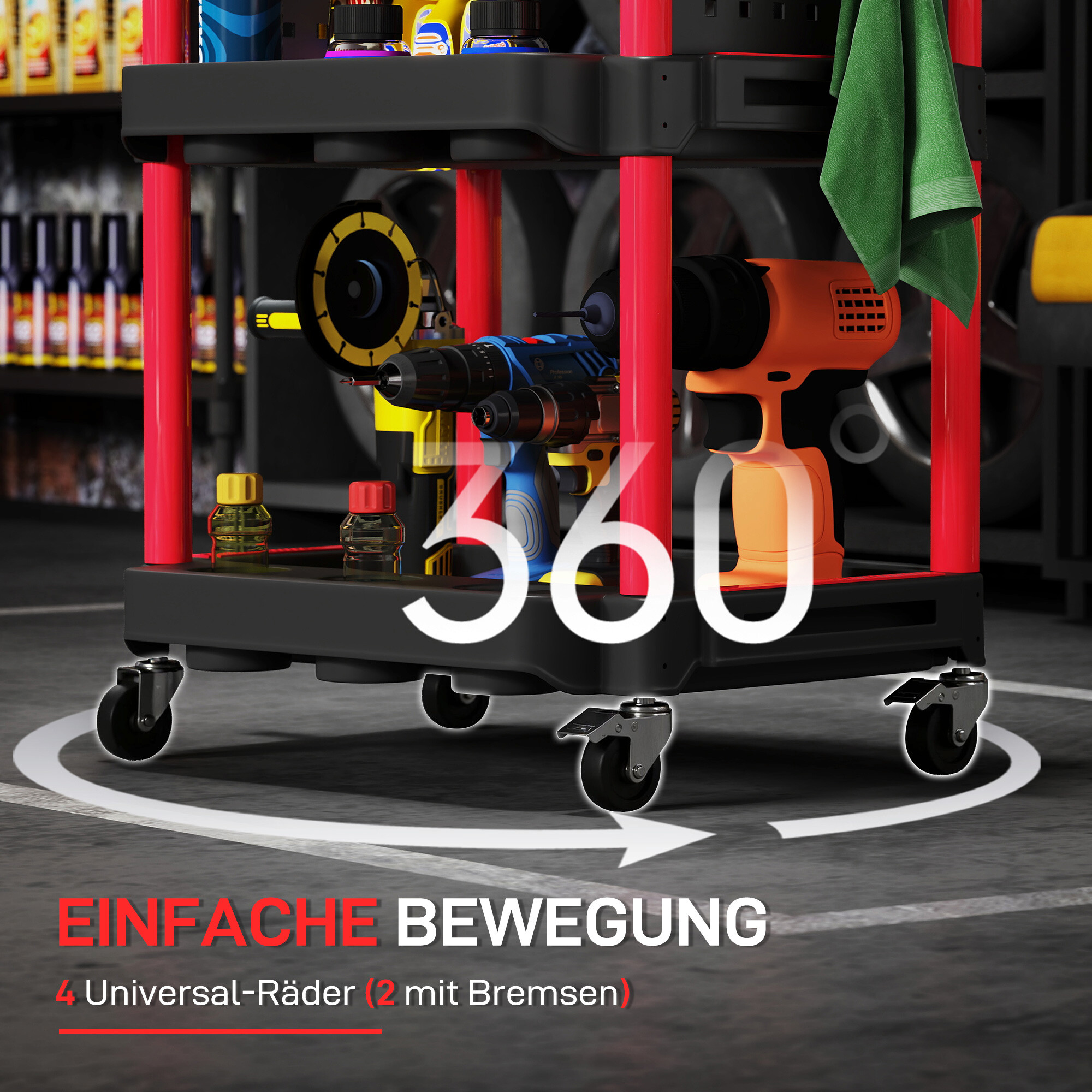 Werkstattwagen schwarz B/H/L: ca. 47,5x89x56,5 cm