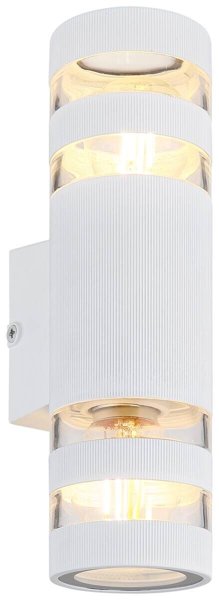 GLOBO Wandleuchte weiß klar Kunststoff Glas B/H: ca. 6,5x22 cm E27 2 Brennstellen