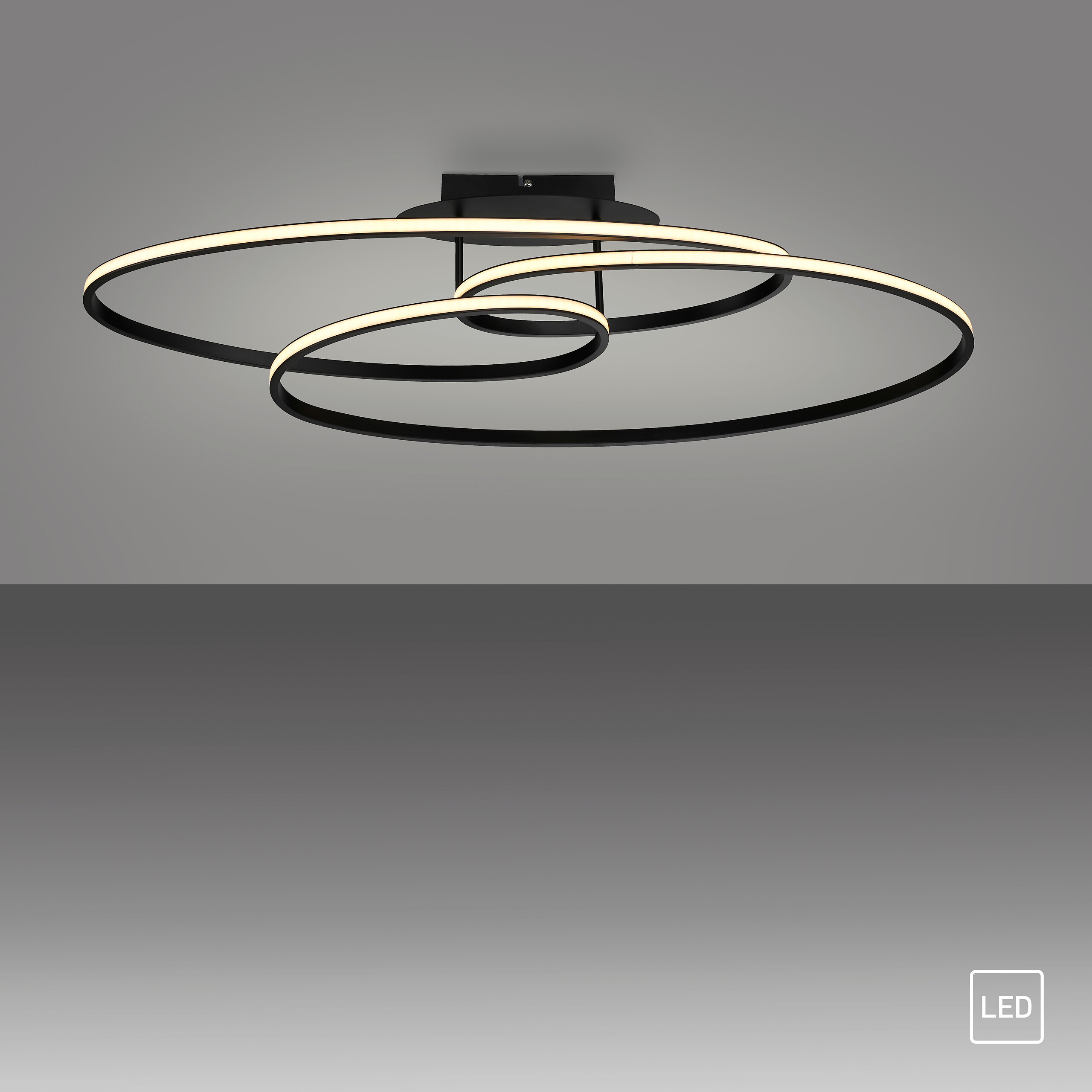 Just Light LED-Deckenleuchte Lumaca schwarz B/H/L: ca. 30,5x22,5x81 cm