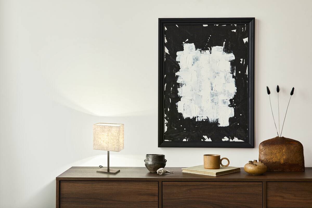 easy! by FHL Tischleuchte 850228 Kate schwarz sand Metall Textil B/H/T: ca. 10x30x17 cm E14 1 Brennstellen