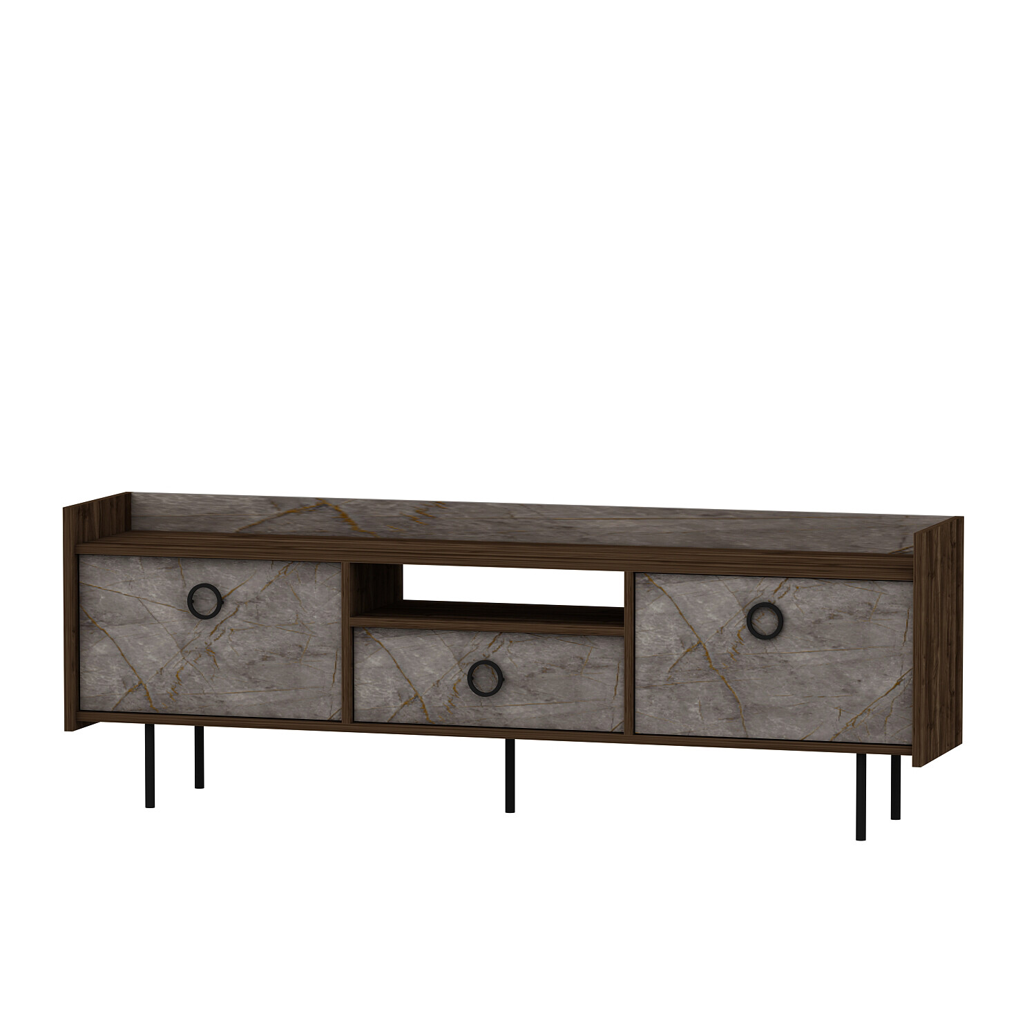 TV-Lowboard Büsra walnuss Nachbildung grau B/H/T: ca. 184x63x37 cm TV-Lowboard Büsra walnuss Nachbildung grau B/H/T: ca. 184x63x37 cm