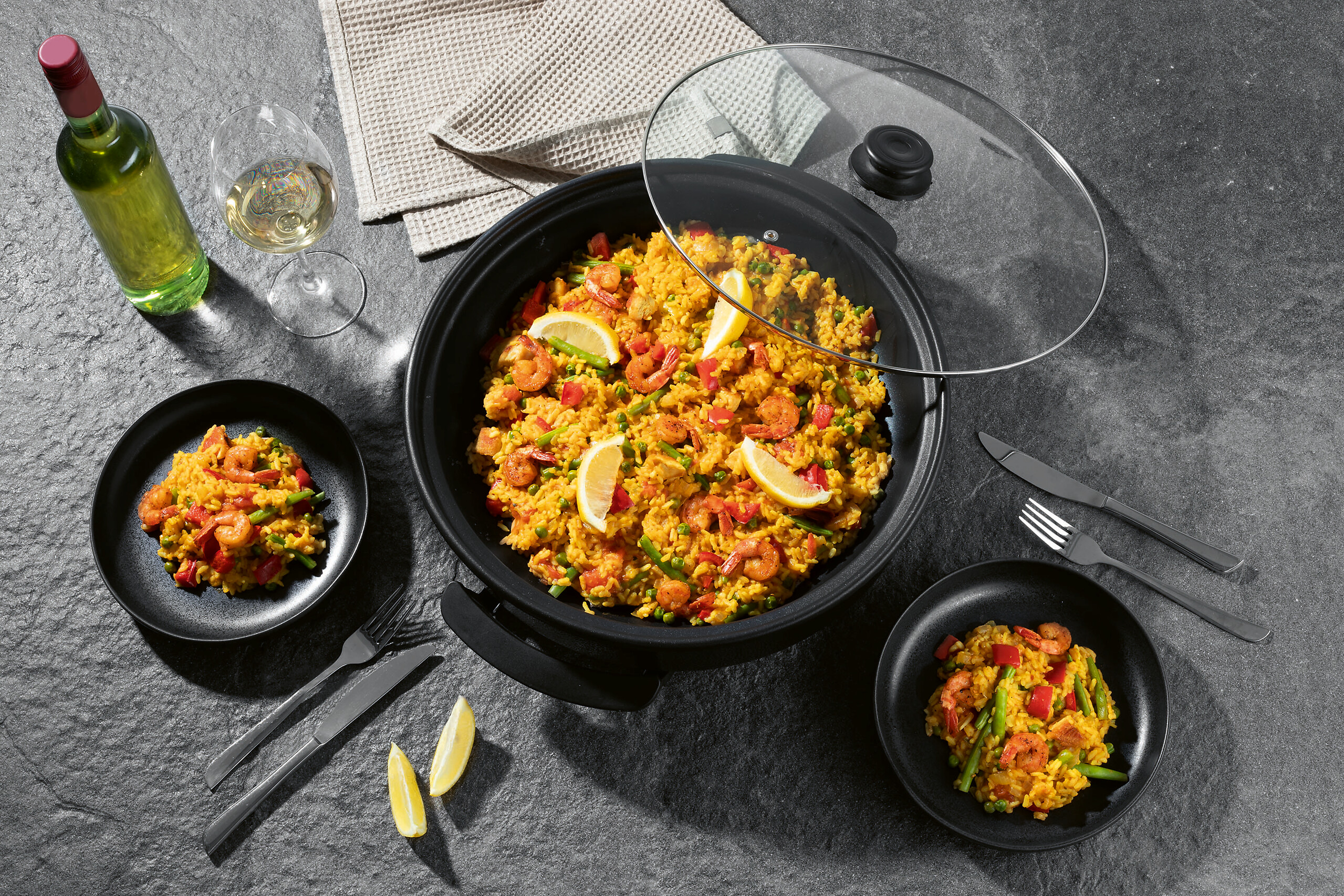 GOURMETmaxx Elektrische Party-Pfanne schwarz Edelstahl B/H/L: ca. 45x17,5x41 cm GOURMETmaxx Elektrische Party-Pfanne schwarz Edelstahl B/H/L: ca. 45x17,5x41 cm