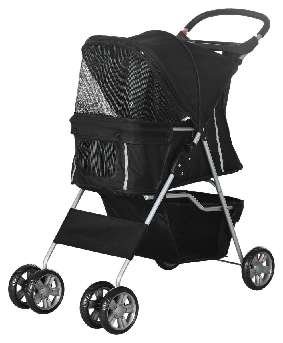 PawHut Hundebuggy schwarz Stahl B/H/L: ca. 45x97x75 cm