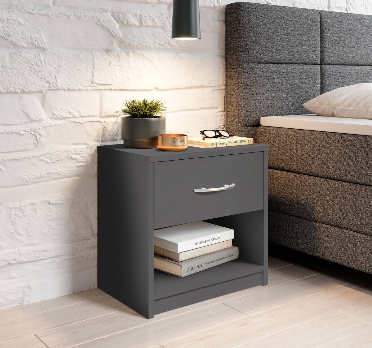 Nachtkonsole Pepe Graphit B/H/T: ca. 39x41x28 cm