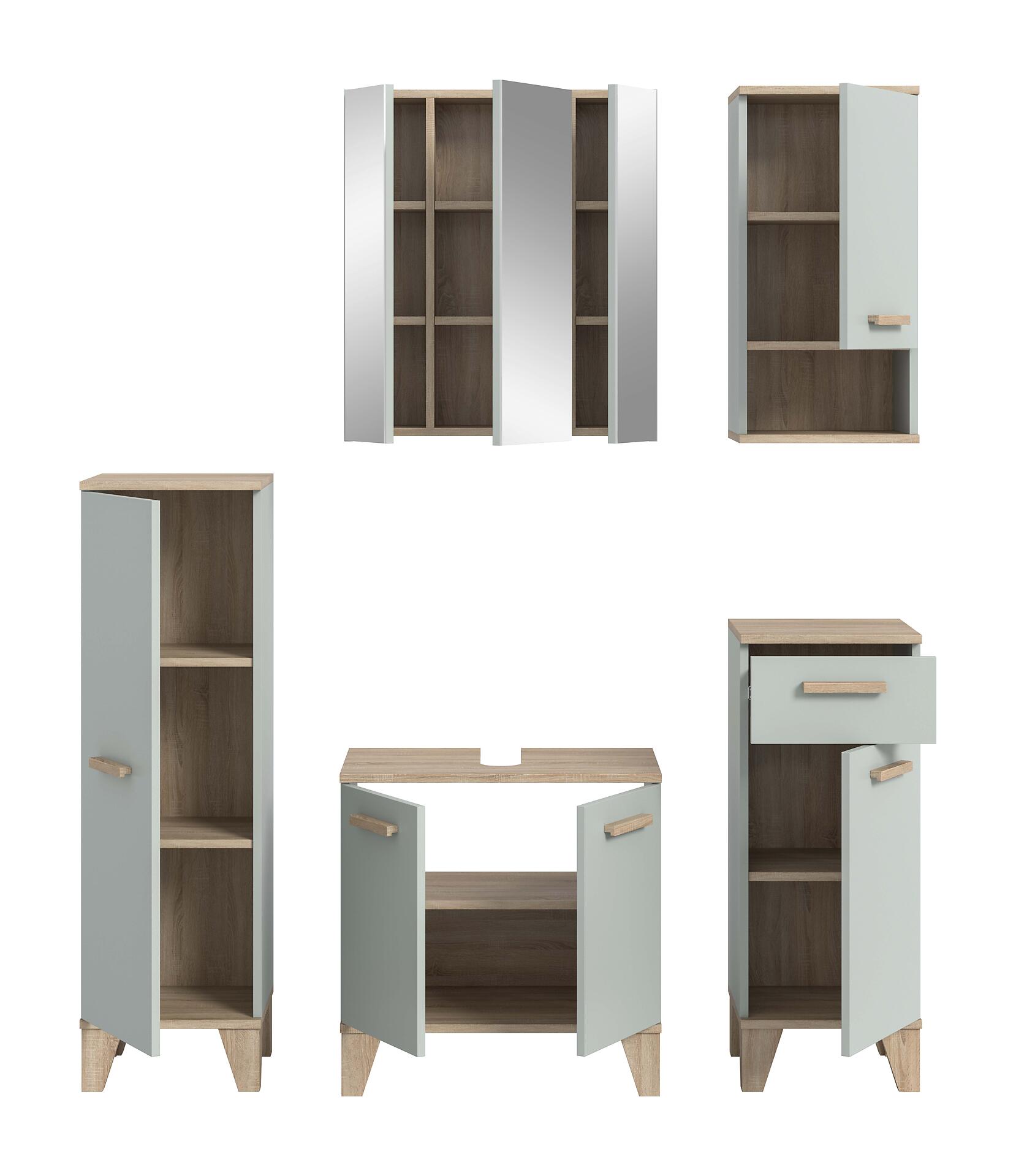 Badezimmer-Set STAR hellgrün Eiche hell Nachbildung B/H/T: ca. 158x190x34 cm